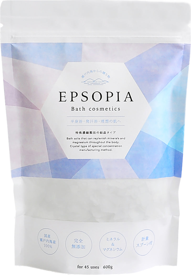 【600g】EPSOPIA バスソルト 浴用化粧品 保湿 (国産 天然成分) 計量スプーン付
